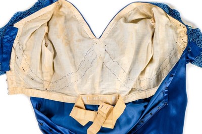 Lot 60 - A rare Liberty blue satin evening gown, circa...
