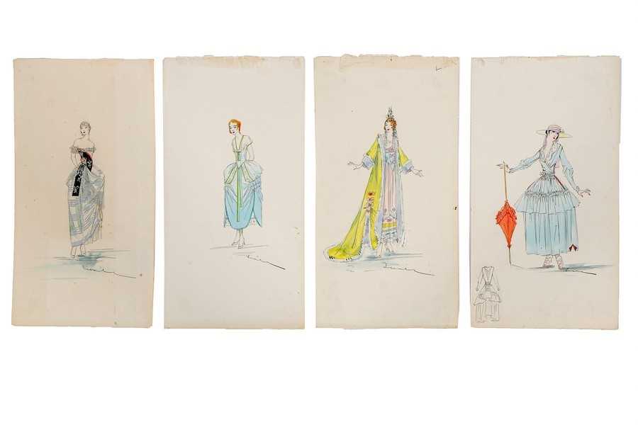 Lot 40 - Four Lucile studio fashion sketches, 1915-17,...