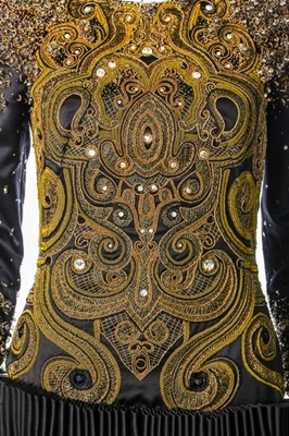 Lot 264 - A fine Alexander McQueen embroidered black...