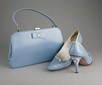 Lot 165 - A pair of Rayne `Wedgwood' blue shoes and bag,...