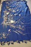 Lot 102 - An embroidered blue satin panel, Chinese,...