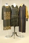 Lot 123 - A stylish navy gabardine and tan velvet...