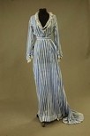 Lot 132 - A blue and white striped muslin summer gown,...