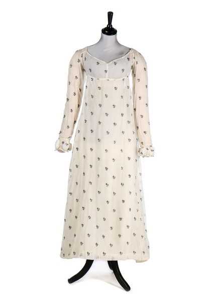 Lot 35 - A sprigged muslin dress, circa 1815,...