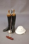 Lot 168 - A pair of black leather riding boots with...
