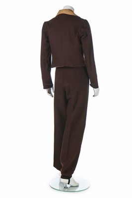 Lot 73 - A brown wool ski suit, 1930s, the jacket with...