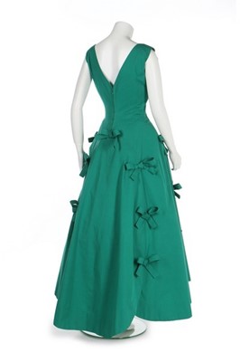 Lot 76 - A Balenciaga couture jade-green evening gown,...