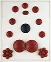 Lot 54 - Cinnabar buttons, buckles, brooch and dress...