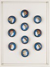 Lot 16 - Ten transfer-printed glazed porcelain buttons,...