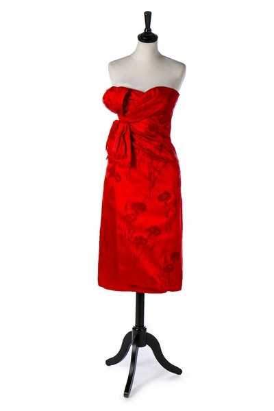 Click for high resolution Lot 87 - A Christian Dior couture cut velvet and red...