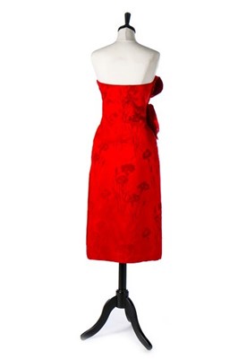 Lot 87 - A Christian Dior couture cut velvet and red...