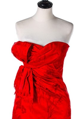Lot 87 - A Christian Dior couture cut velvet and red...