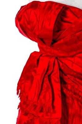 Lot 87 - A Christian Dior couture cut velvet and red...