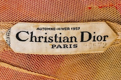 Lot 87 - A Christian Dior couture cut velvet and red...
