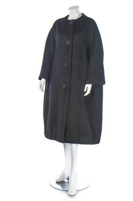 Lot 94 - A good Balenciaga couture black mohair coat,...