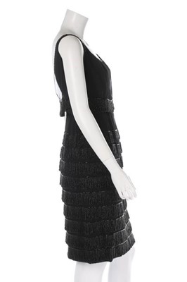 Lot 231 - A couture black beaded cigaline dress, circa...