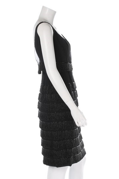 Lot 231 - A couture black beaded cigaline dress, circa