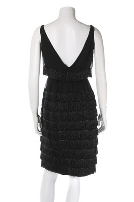 Lot 231 - A couture black beaded cigaline dress, circa...