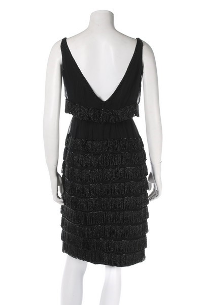 Lot 231 - A couture black beaded cigaline dress, circa