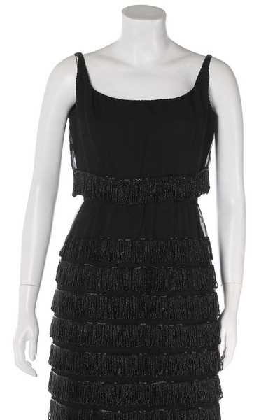 Lot 231 - A couture black beaded cigaline dress, circa