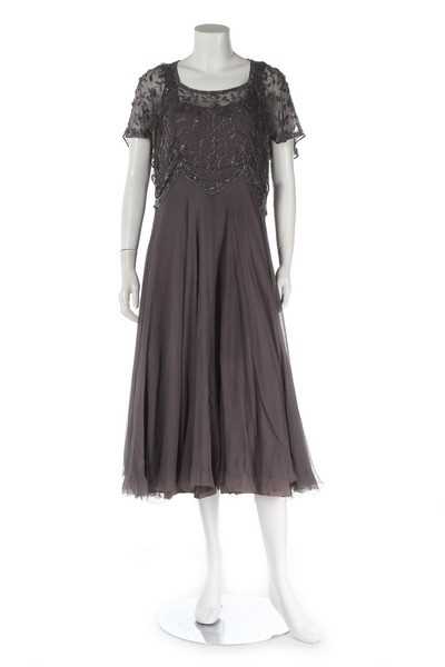 Lot 231 - A couture black beaded cigaline dress, circa