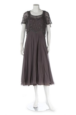 Lot 231 - A couture black beaded cigaline dress, circa...