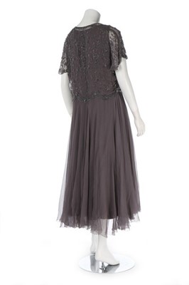 Lot 231 - A couture black beaded cigaline dress, circa...