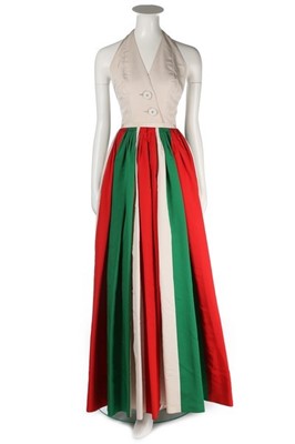 Lot 281 - A Galanos tri-colour faille dress, mid 1950s,...