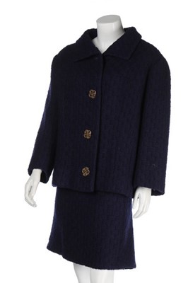 Lot 289 - A Balenciaga couture blue tweed suit, 1959-60,...