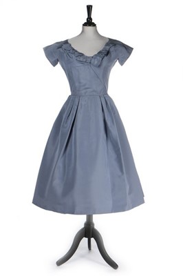 Lot 305 - A Christian Dior New York wedgwood-blue silk...