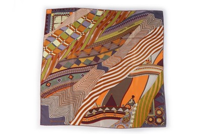 Lot 205 - An Hermès 'Coupons Indiens' silk scarf,...