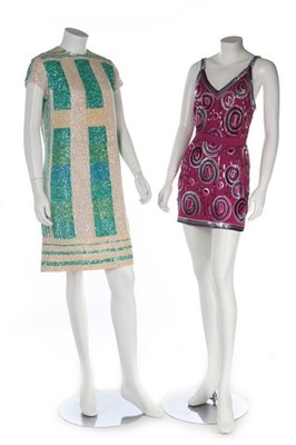 Lot 263 - Five brightly coloured and embellished dresses,...