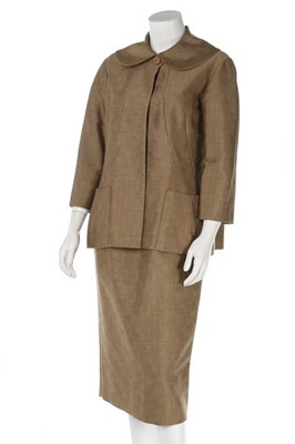 Lot 272 - Three designer wool suits, 1960s, labelled,...