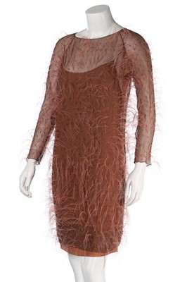 Lot 285 - A Pauline Trigère brown chiffon and pink...