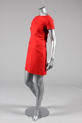 Lot 134 - A Courreges red wool dress, 1990s, labelled,...