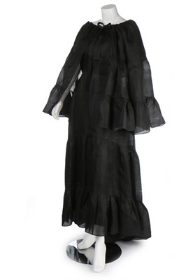 Lot 294 - A Balenciaga couture black slubbed gazar...