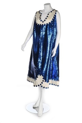 Lot 295 - A Courrèges electric-blue sequined maxi dress,...