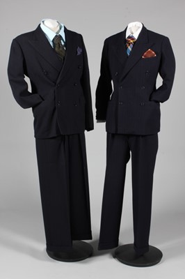 Lot 164 - Two 1940s de-mob suits, double-breasted of...