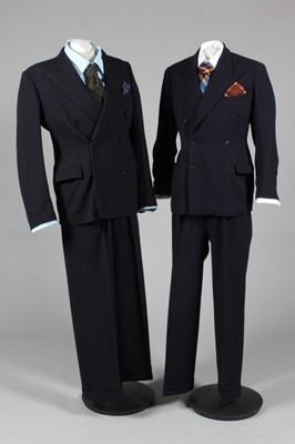 Lot 164 - Two 1940s de-mob suits, double-breasted of...