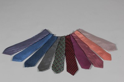 Lot 6 - Hermès printed silk ties, mainly small scale...