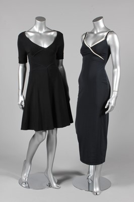 Lot 190 - An Herve Leger black jersey evening dress,...