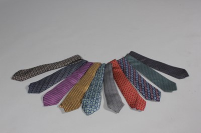 Lot 8 - Hermès printed silk ties, mainly small-scale...