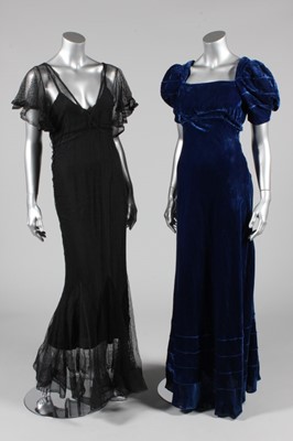 Lot 204 - Six 1930s evening gowns, including floral...