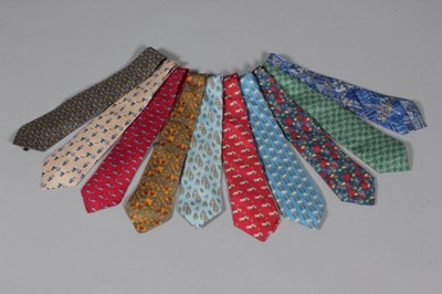 Lot 9 - Hermès printed silk ties, mainly novelty...