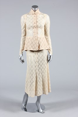 Lot 350 - A Biba floral cream lace ensemble, late 1960s,...