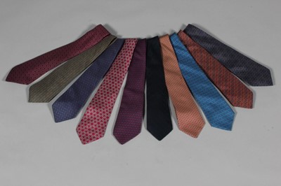 Lot 10 - Hermès printed silk ties, small scale repeats...