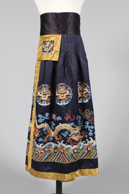 Lot 231 - An embroidered midnight blue satin chaofu...