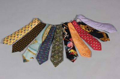 Lot 11 - Hermès printed silk ties, novelty prints and...