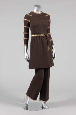 Lot 250 - A Marc Bohan for Dior couture brown georgette...