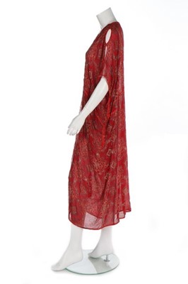 Lot 12 - A Thea Porter printed red chiffon kaftan/dress,...